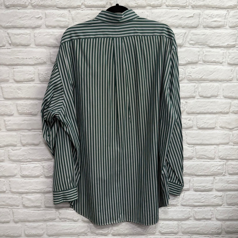 Ralph Lauren Golf Tilden Button Down Shirt Mens XL Green White Stripe 100 Cotton - Picture 10 of 12